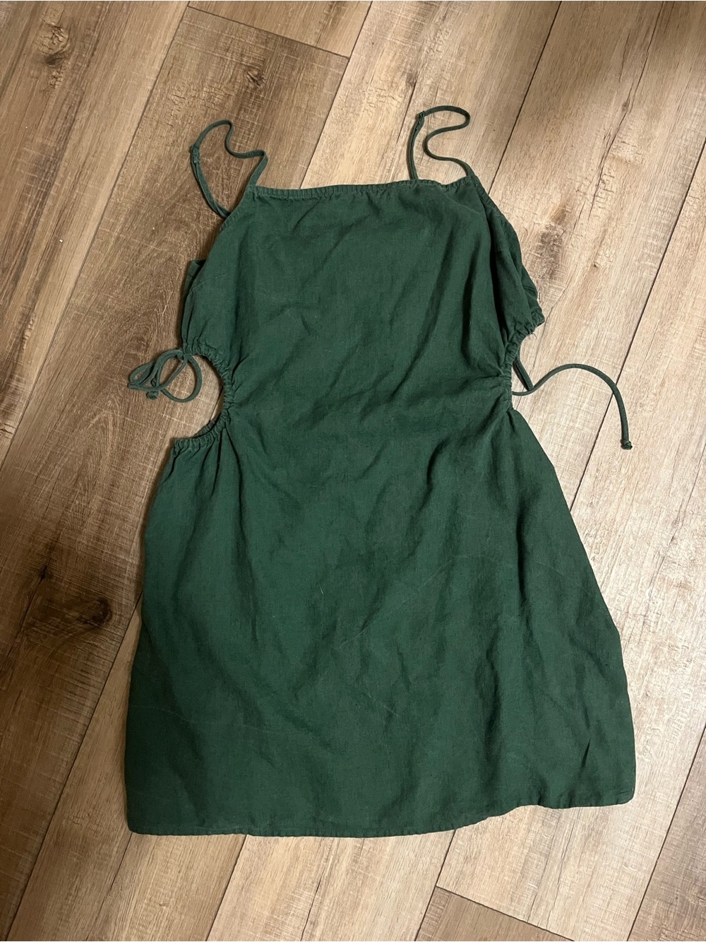 Aerie Green Cutout Spaghetti Strap Dress